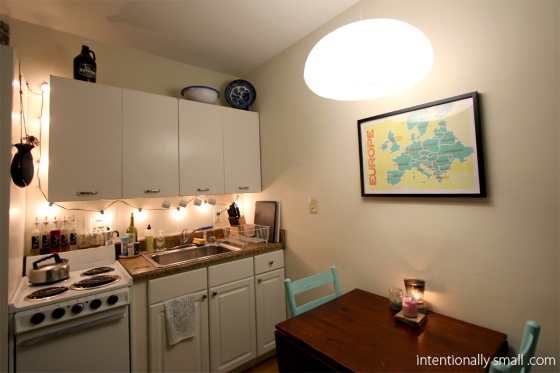 Lighting a Small Space - Kitchen Task Lighting and Paper Lantern Pendant