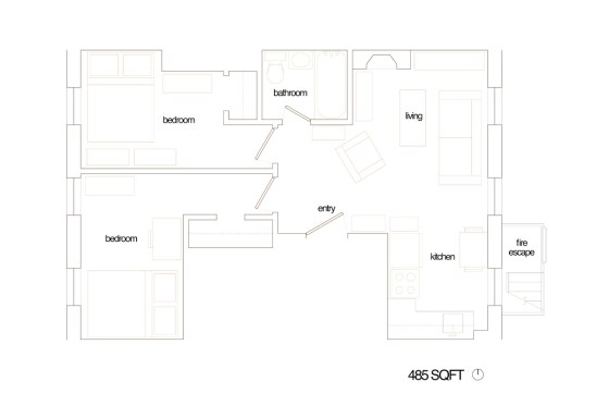 Margaret and Brandons 485 sqft Brooklyn Apt Plans